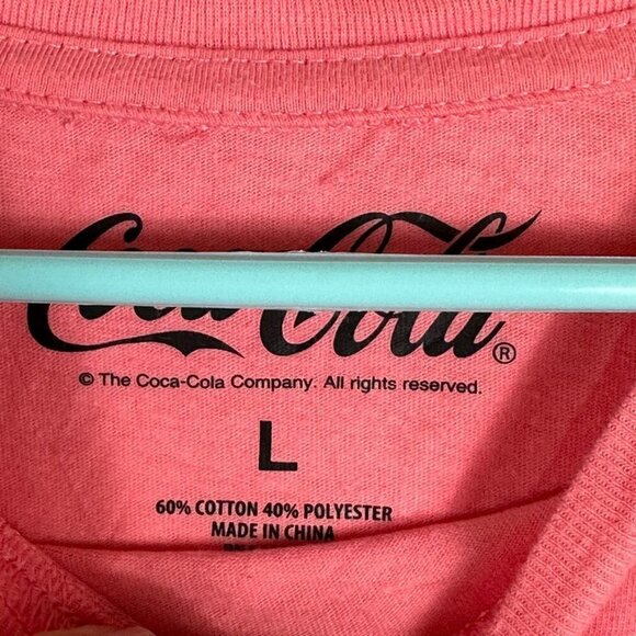 COCA COLA Peach Orange Colored Crop Shirt Top Size Large - Picture 3 of 3